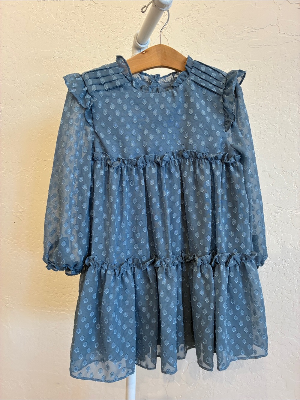 Blue Ruffle Tiered Chiffon Kids Dress